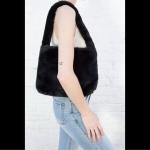Brandy Melville Fuzzy Faux Fur Black Tote bag